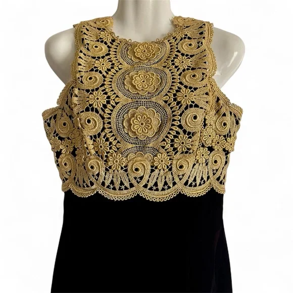long black sequin dress plus size Vintage Jessica McClintock Black Lace Crop Top – Very Breezy main image 1